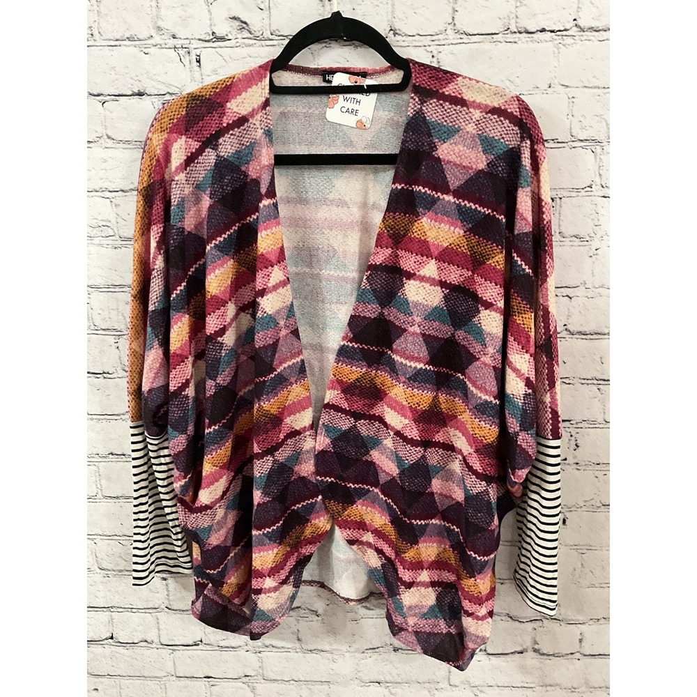Womans Hemish‎ USA Cali Rose S Floral Long Sleeve Open Front Waterfall Cardigan